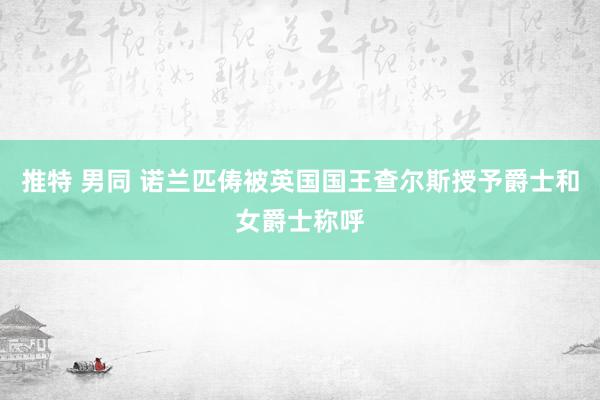 推特 男同 诺兰匹俦被英国国王查尔斯授予爵士和女爵士称呼