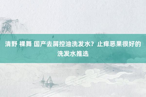 清野 裸舞 国产去屑控油洗发水？止痒恶果很好的洗发水推选