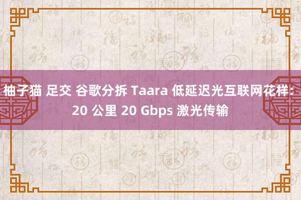柚子猫 足交 谷歌分拆 Taara 低延迟光互联网花样: 2