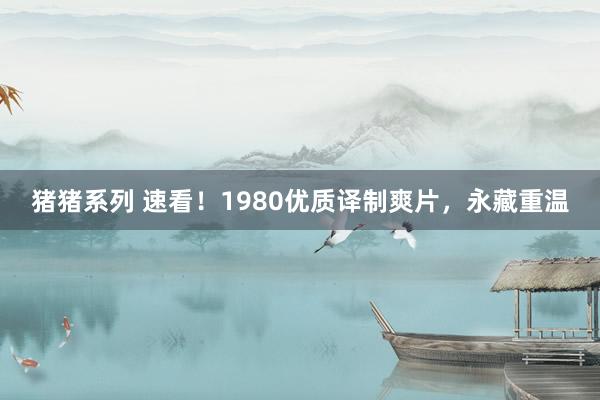 猪猪系列 速看！1980优质译制爽片，永藏重温